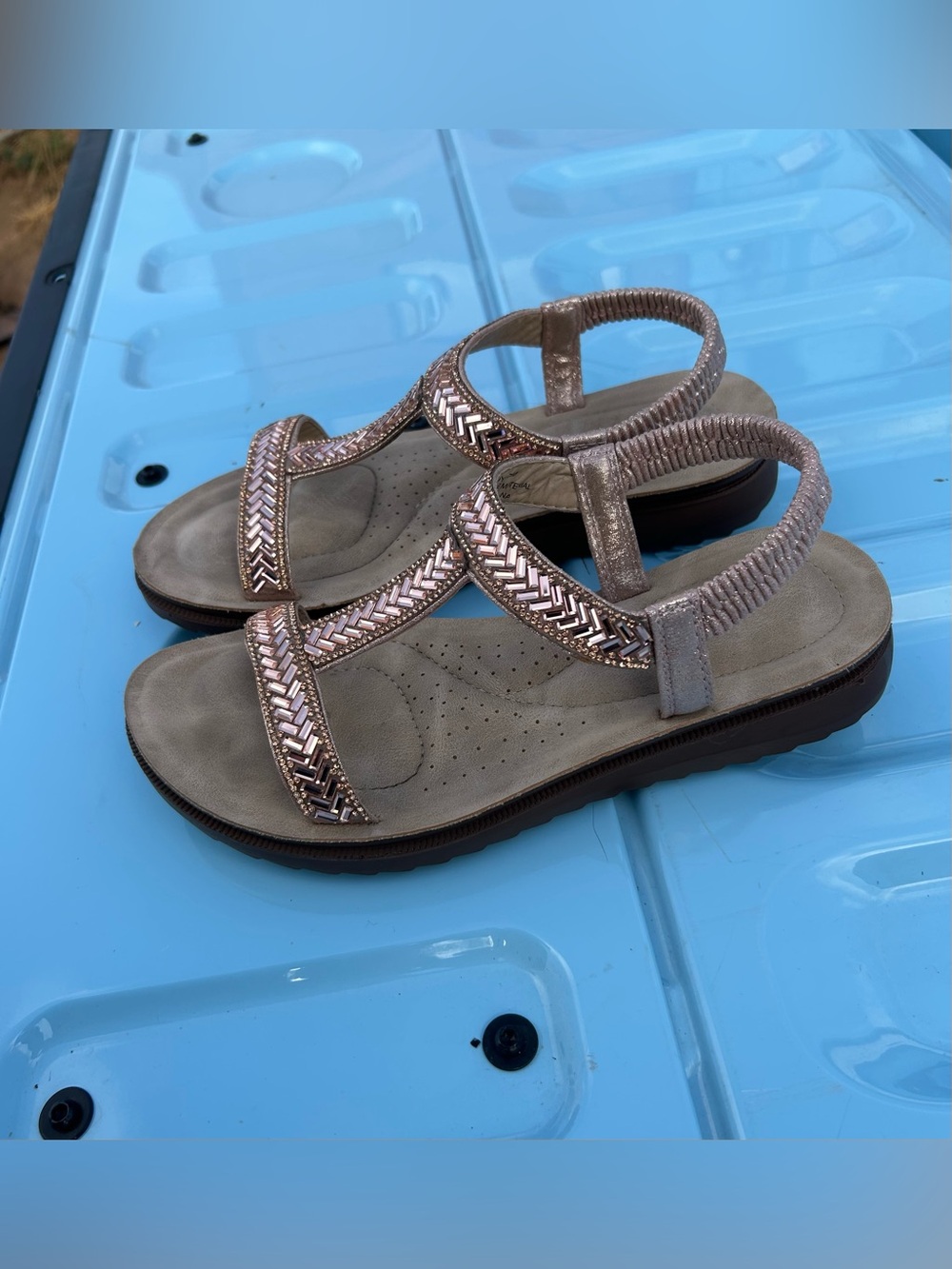 Comfort Sandals in Rose Gold with Braided Straps